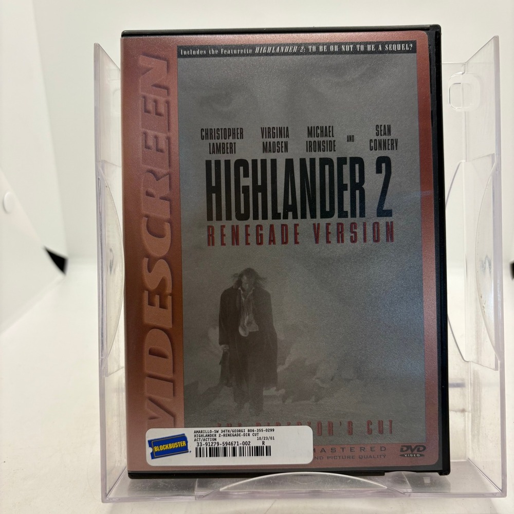 Highlander 2 Renegade Version DVD Widescreen Director's Cut Blockbuster Case